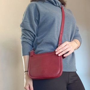 Coach Vintage Red Leather Saddle Bag Crossbody Bag